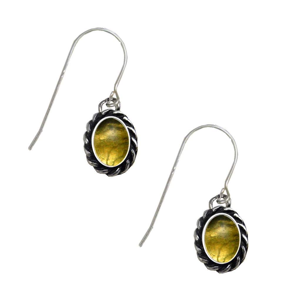 Sterling Silver Citrine Gemstone Drop Dangle Earrings